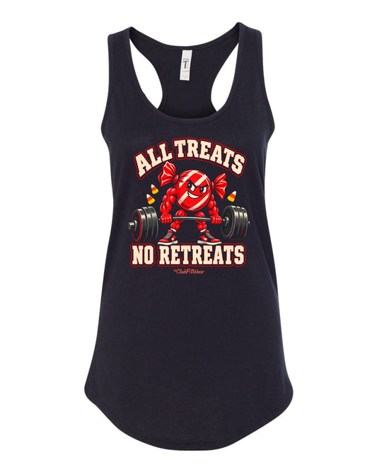 All Treats No Retreats Racerback Tank - Black