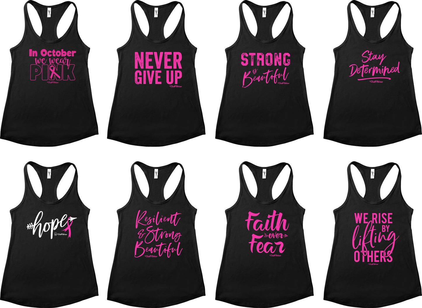 All Black Breast Cancer Awareness Prints - Racerback Tank