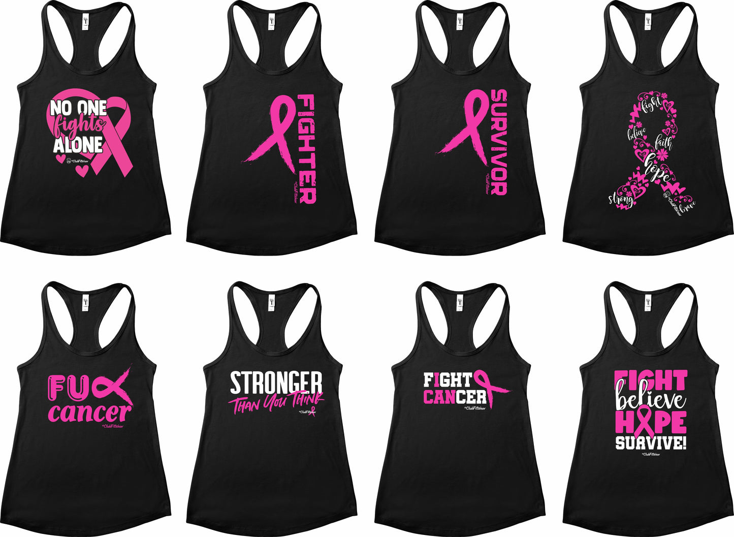 All Black Breast Cancer Awareness Prints 2 - Racerback Tanks