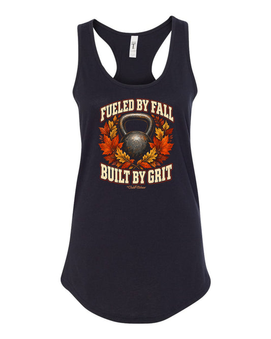 Fueled by Fall, Built by Grit Racerback Tank - Black
