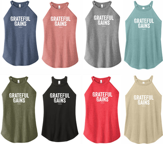 Grateful Gains- High Neck Rocker Tank