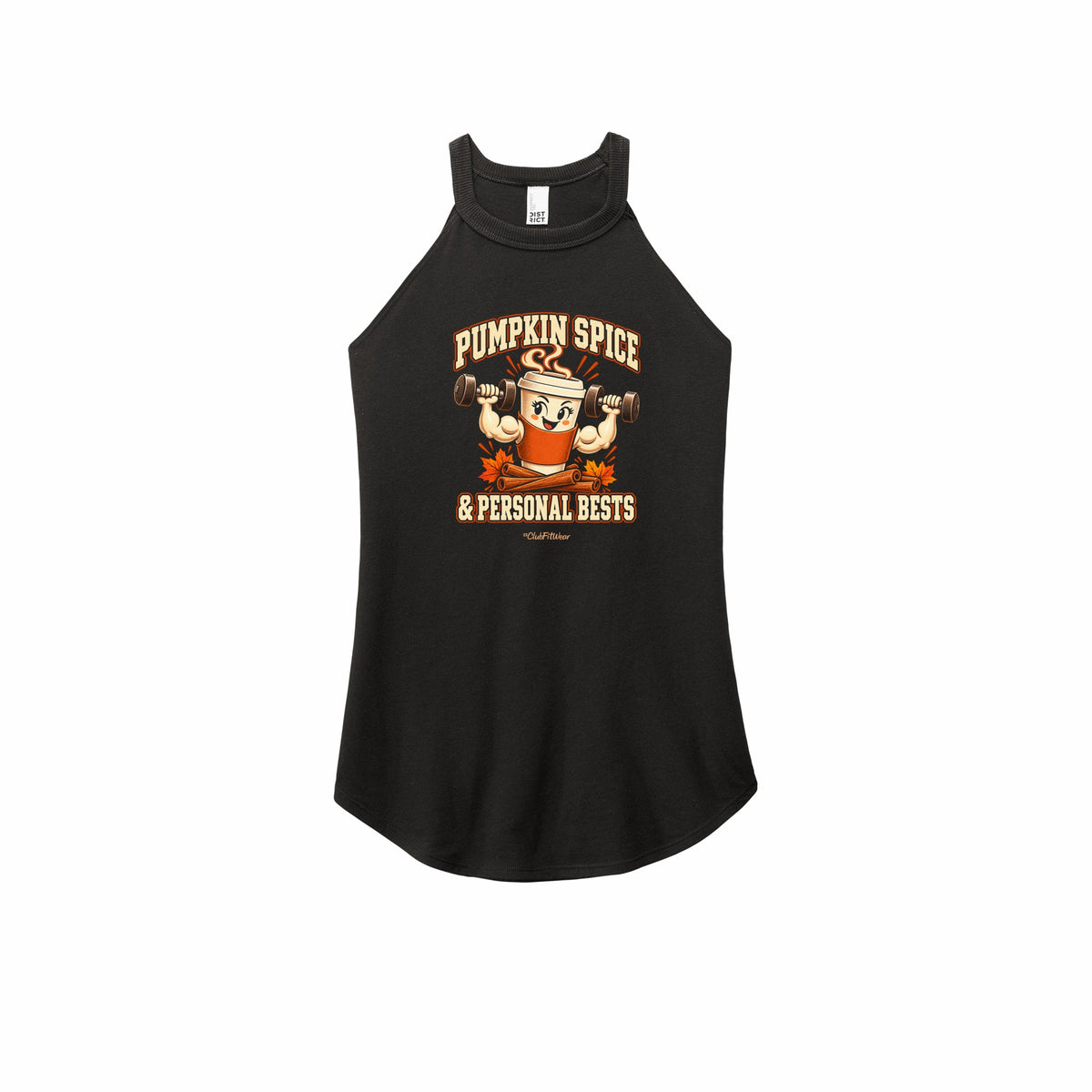 Pumpkin Spice and Personal Bests Rocker Tank - Black