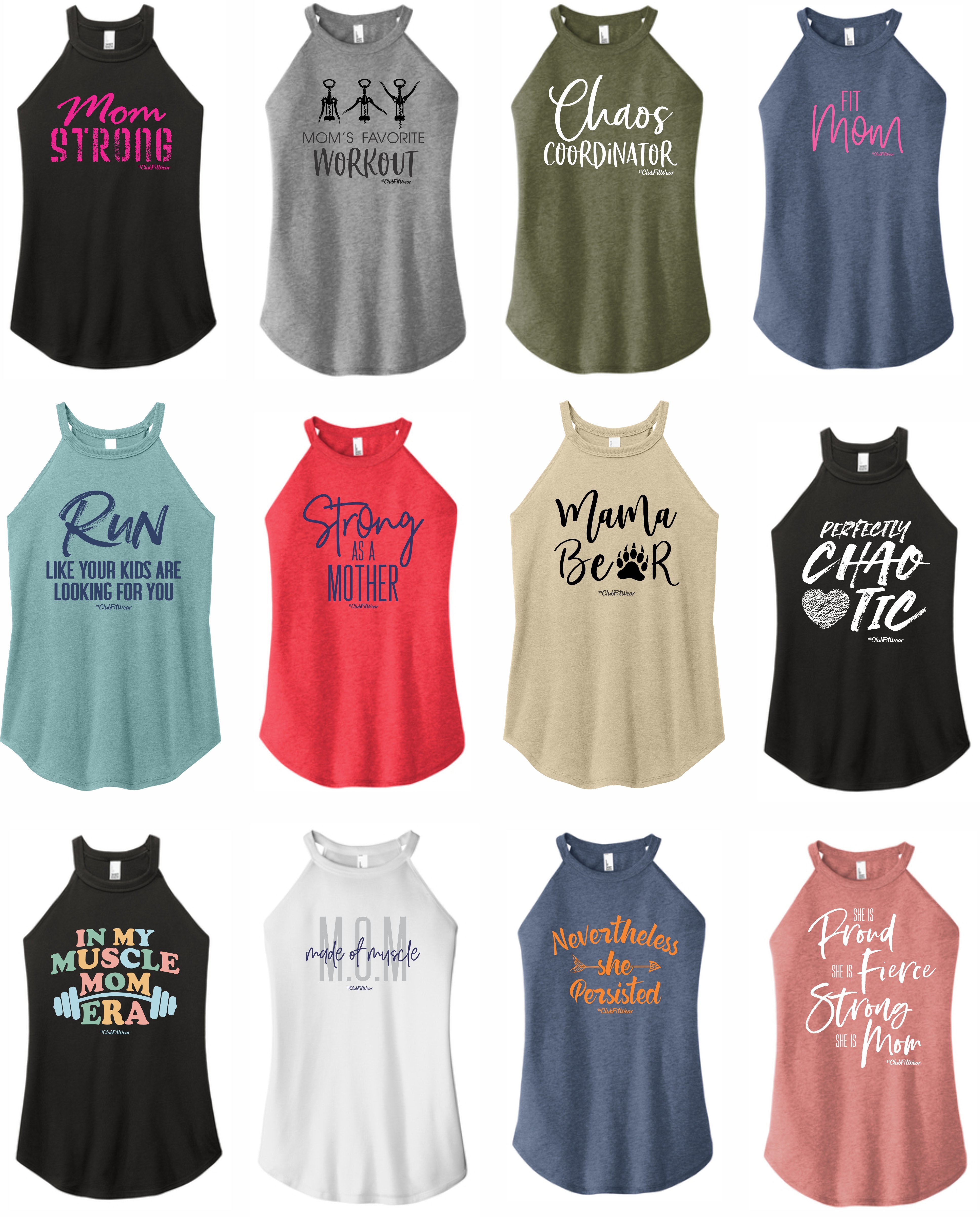 Mom Strong High Neck Rocker Tank – ClubFitWear