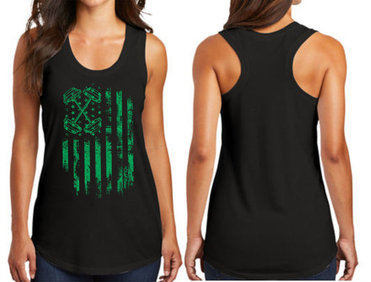 Barbell Flag - Irish Edition - Perfect Triblend Racerback Tank