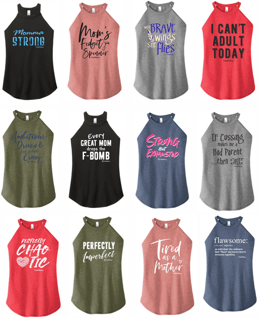 Mom Strong 2 - High Neck Rocker Tank