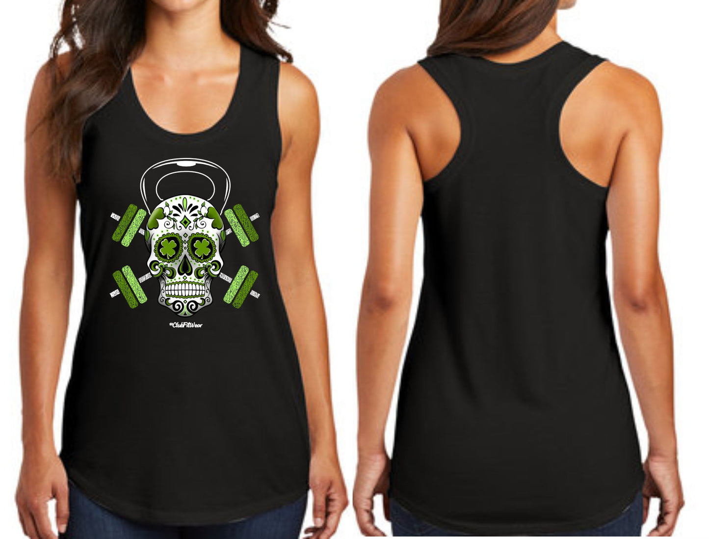 Shamrock Kettlebell Sugar Skull - Premium Racerback Tank