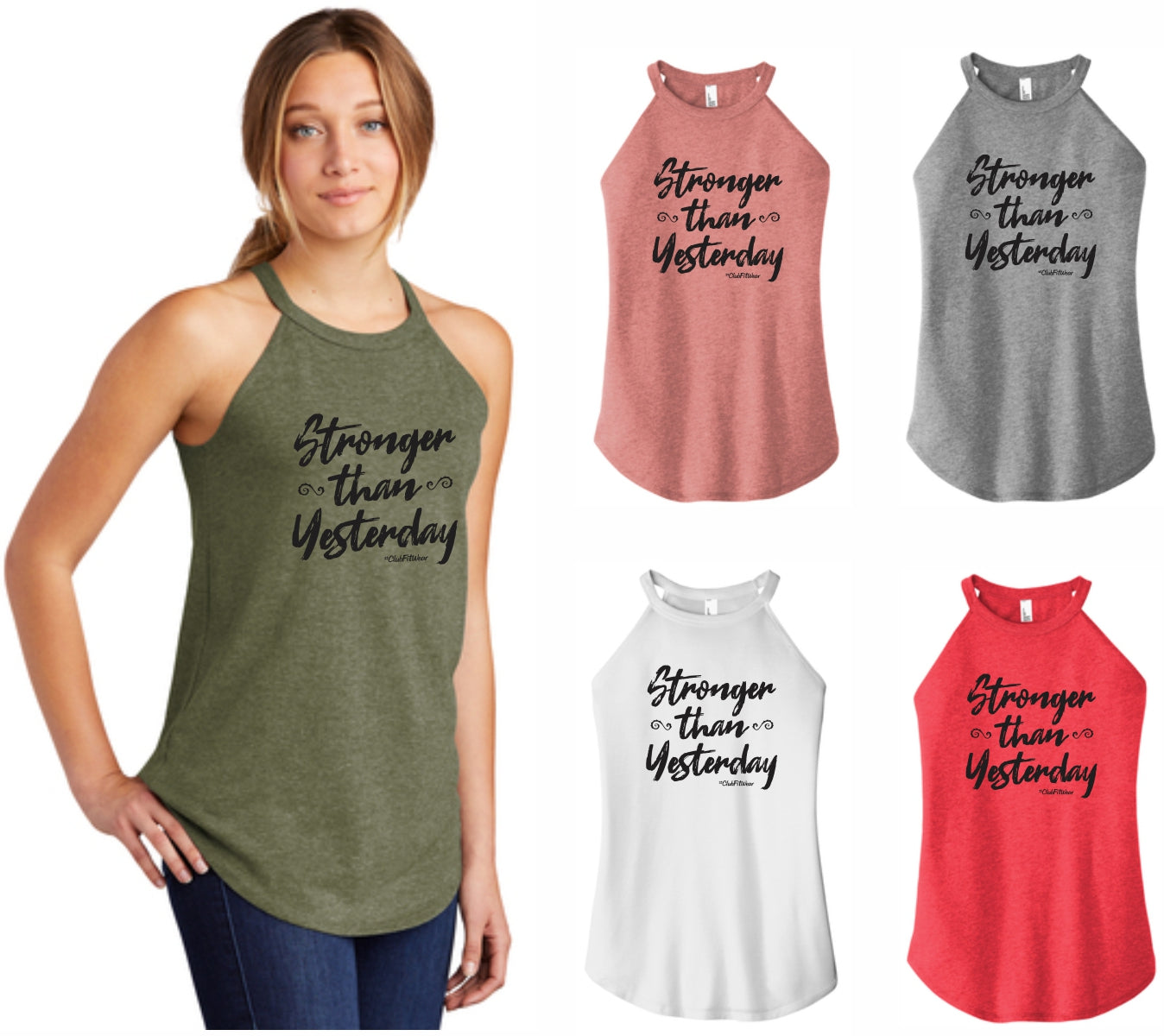 Stronger than Yesterday - High Neck Rocker Tank