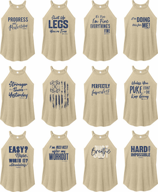 Top Designs on Rocker Tanks (New Color) Desert Tan