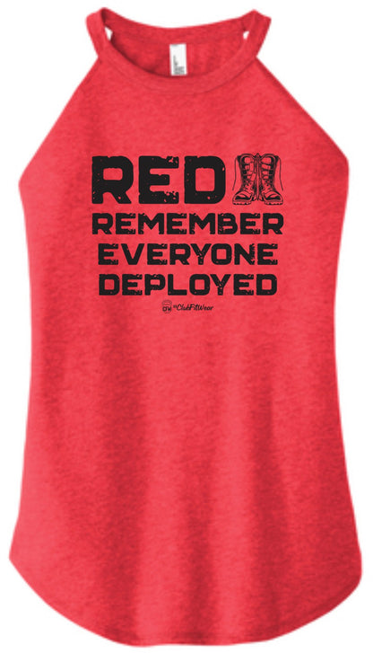 RED (Boots)  Remember Everyone Deployed - High Neck Rocker Tank