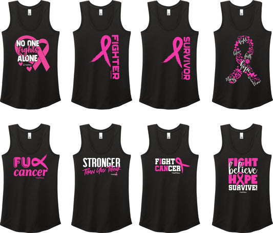 All Black Breast Cancer Awareness Premium Racerback Tanks 2