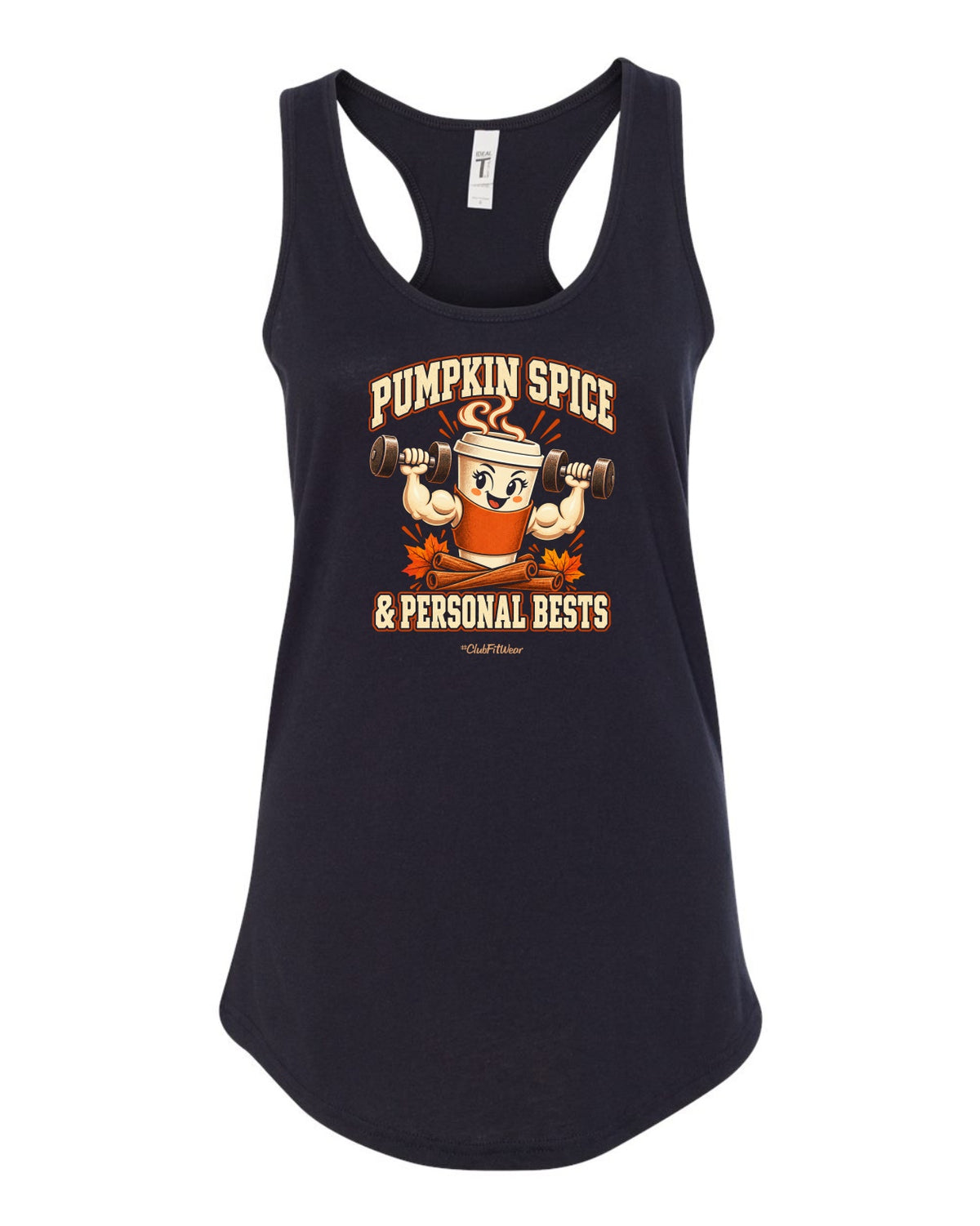 Pumpkin Spice and Personal Bests Racerback Tank - Black