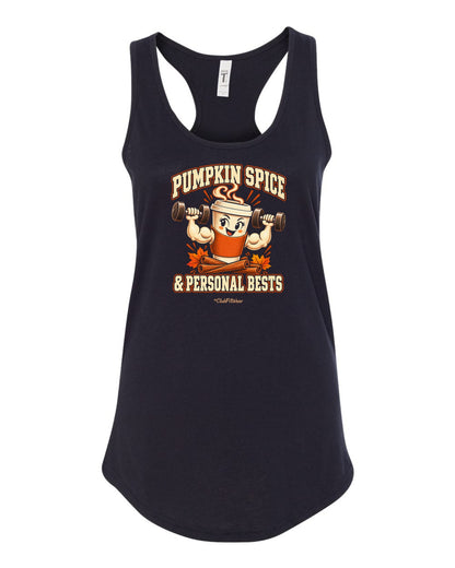 Pumpkin Spice and Personal Bests Racerback Tank - Black