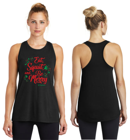 Eat Squat and be Merry - Premium Racerback Muscle Tank
