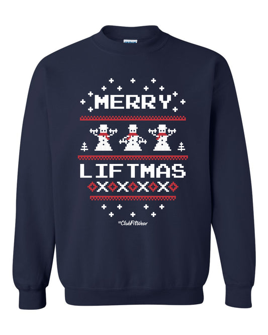 Ugly Christmas Sweatshirt - Merry Liftmas (Snowmen)