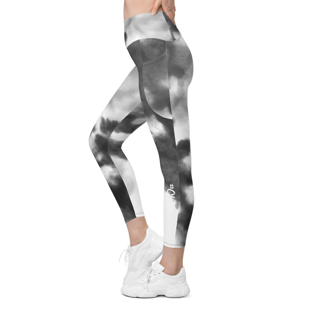 Black Watercolor CFW Logo - Leggings with pockets