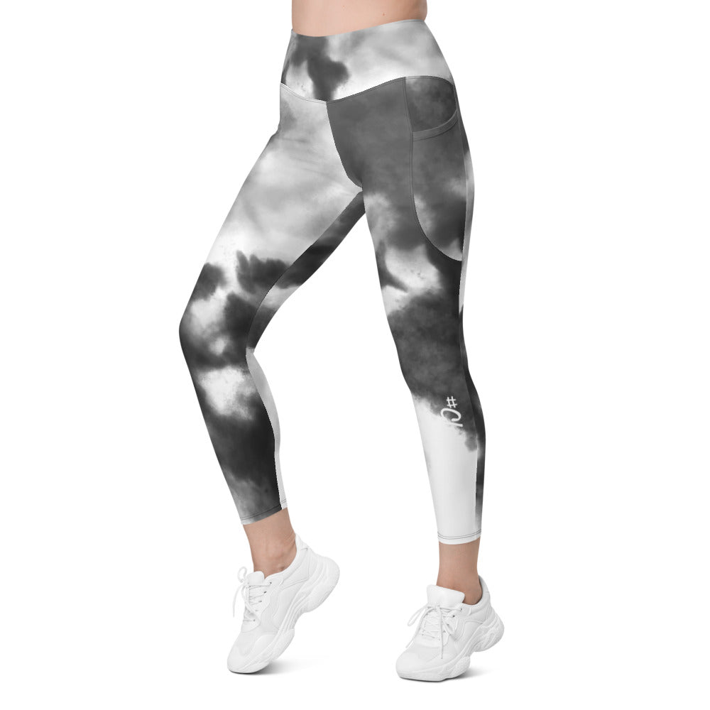 Black Watercolor CFW Logo - Leggings with pockets