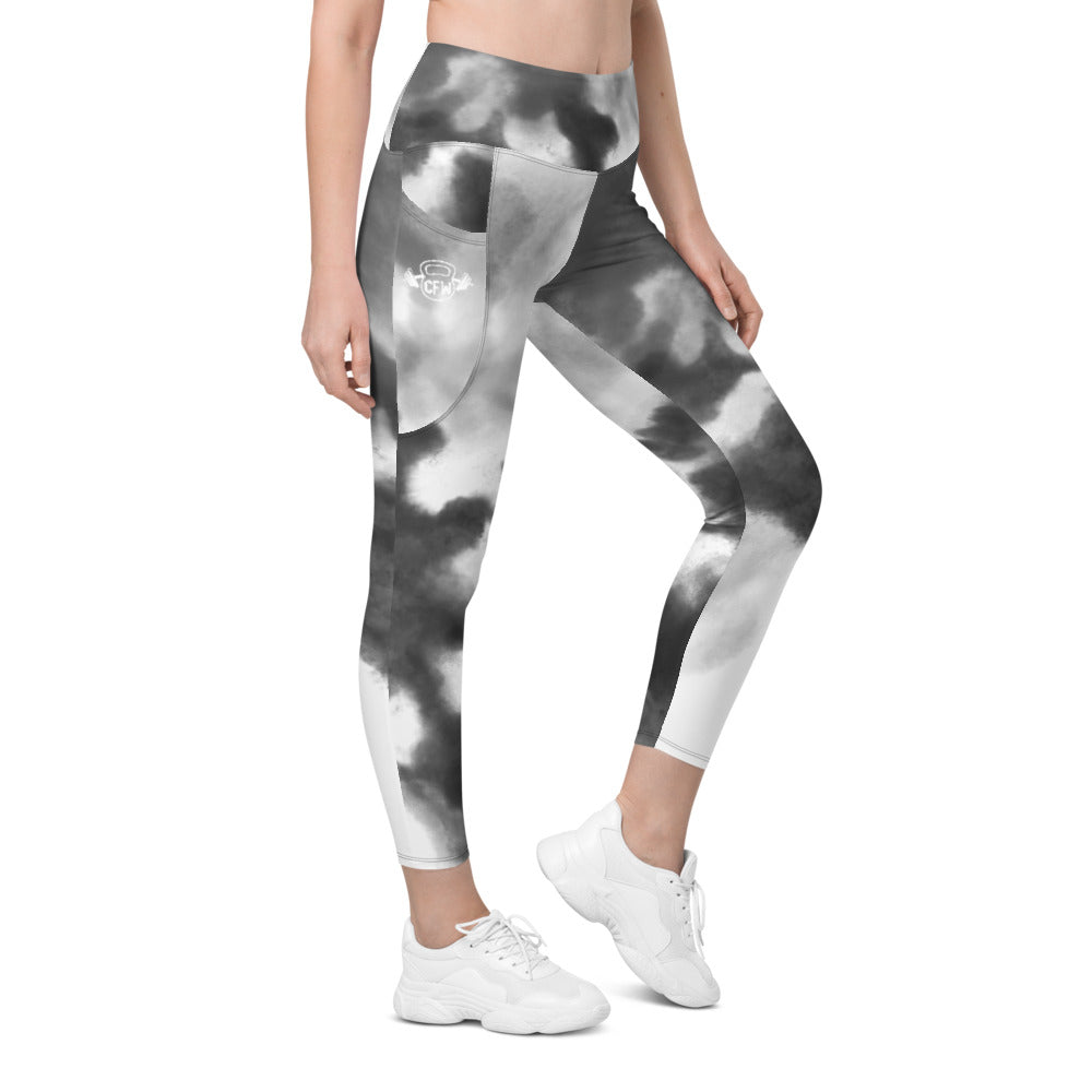 Black Watercolor CFW Logo - Leggings with pockets