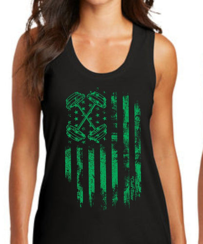 Barbell Flag - Irish Edition - Perfect Triblend Racerback Tank