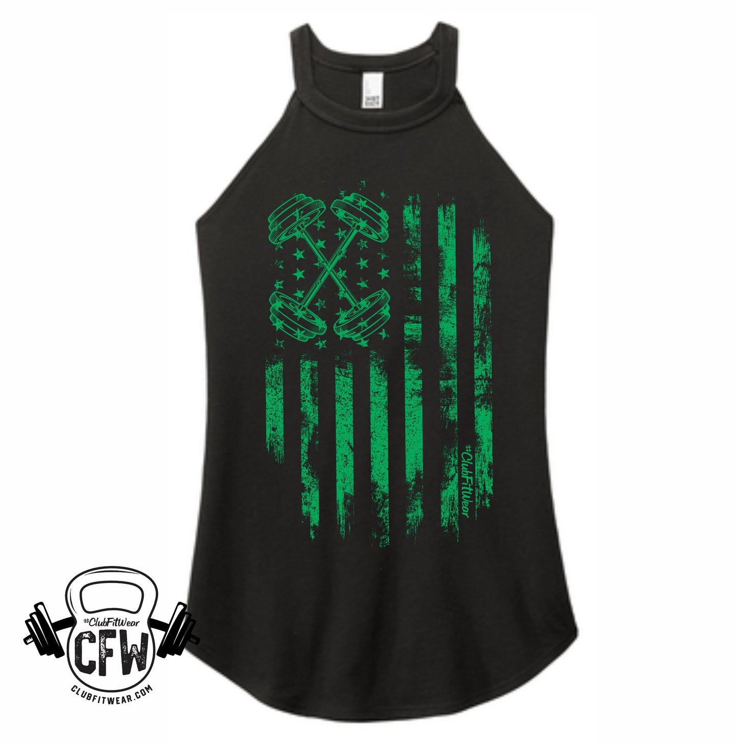 Barbell Flag - Irish Edition - High Neck Rocker Tank