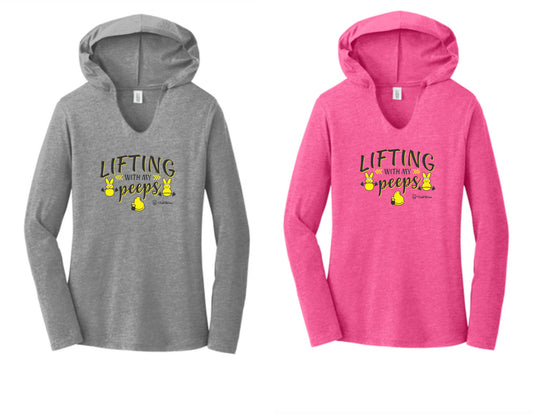 Lifting with my Peeps - Women's V-Neck Hooded Pullover