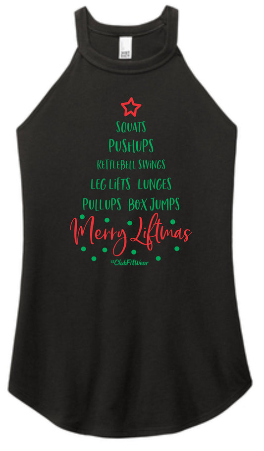 Merry Liftmas Tree - High Neck Rocker Tank