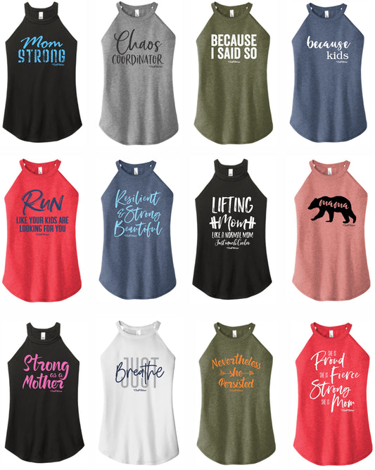 Mom Strong - High Neck Rocker Tank