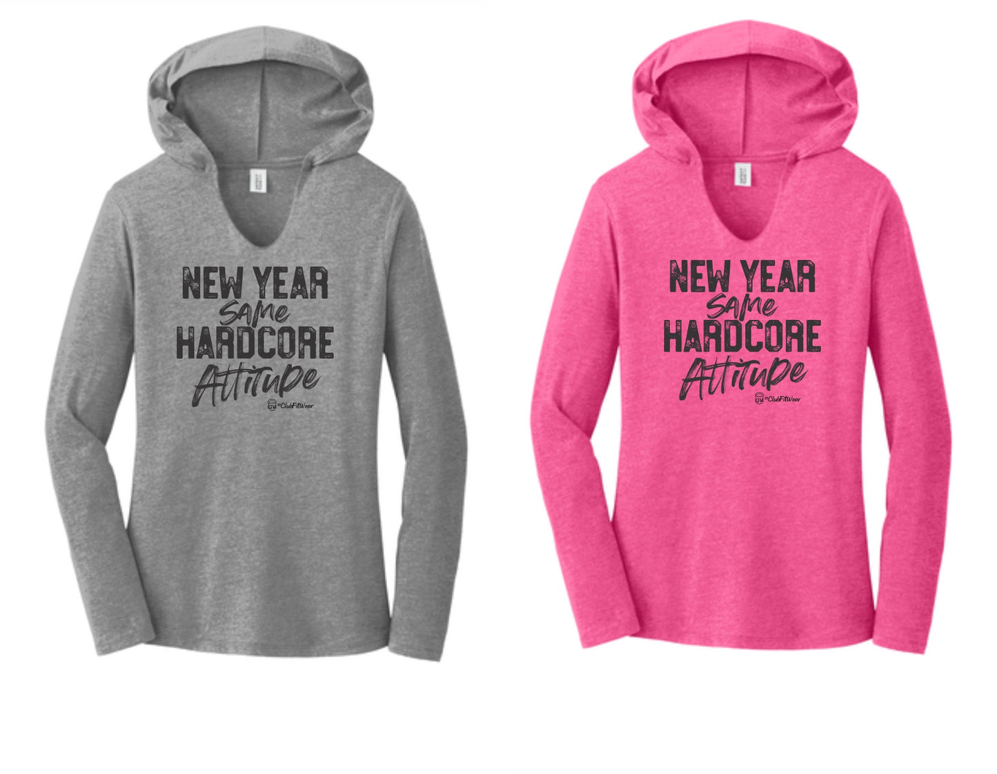 New Year Same Hardcore Attitude - Women's V-Neck Hooded Pullover