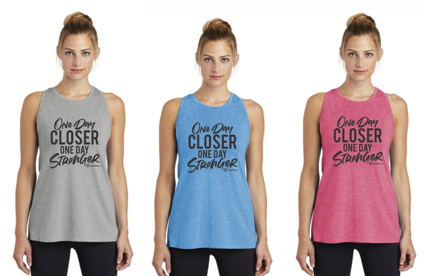 One Day Closer One Day Stronger - Premium Racerback Muscle Tank