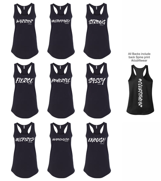 One Word Collection Racerback Tanks