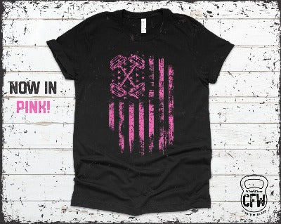 Pink Barbell Flag Tshirt - Awareness Edition