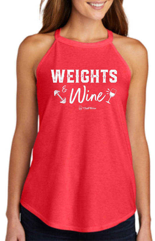 Weights & Wine - High Neck Rocker Tank